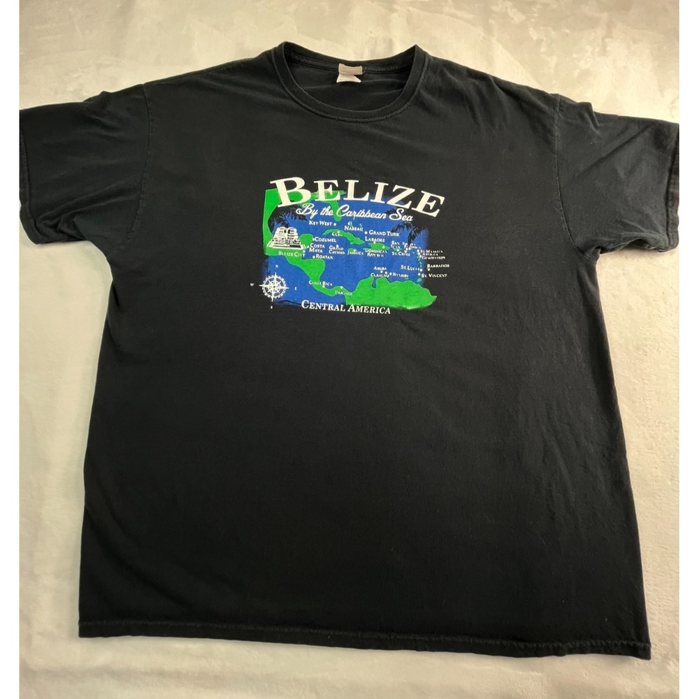 Belize Destination Shirt Mens XL Black Graphic Print‎ Map Central America - Picture 2 of 6